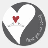 Sticker Rond Oiseaux de l'amour modernes simples et cœur rouge  (Devant)