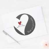Sticker Rond Oiseaux de l'amour modernes simples et cœur rouge  (Enveloppe)