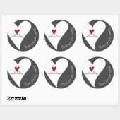 Sticker Rond Oiseaux de l'amour modernes simples et cœur rouge  (Feuille)