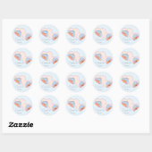 Sticker Rond Oiseaux de mariage dans les Coeurs Bleu (Feuille)