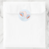 Sticker Rond Oiseaux de mariage dans les Coeurs Bleu (Sac)