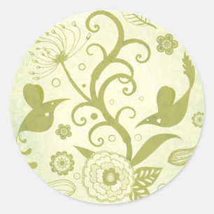 Sticker Rond Oiseaux de papier - feuille autocollante