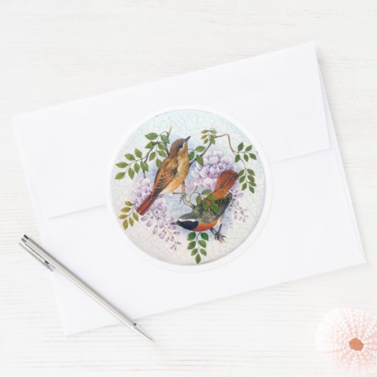 Sticker Rond Oiseaux de porcelaine. (Enveloppe)