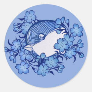 Sticker Rond Oiseaux de poules chickadee observation d'oiseaux