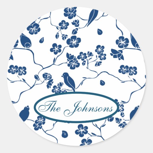 Sticker Rond Oiseaux de Toile contemporains & Flore (Devant)