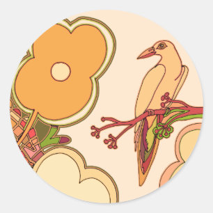 Sticker Rond Oiseaux Fantaisistes