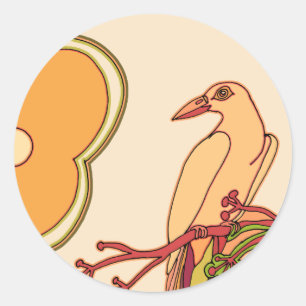 Sticker Rond Oiseaux Fantaisistes