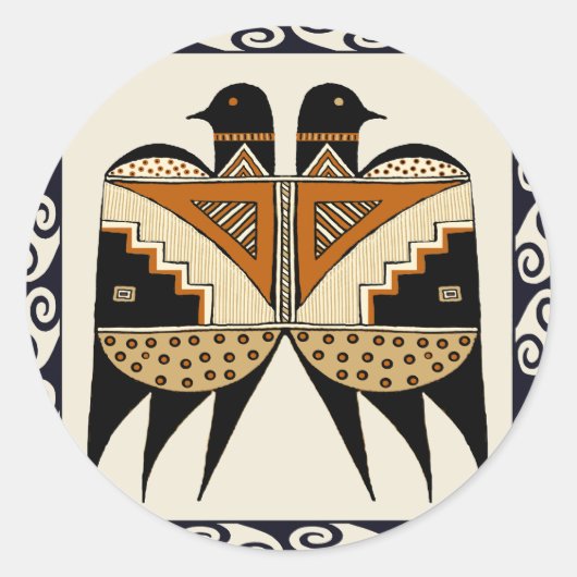 Sticker Rond Oiseaux jumeaux de Mimbres (Devant)