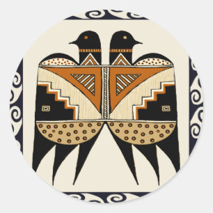Sticker Rond Oiseaux jumeaux de Mimbres