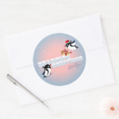 Sticker Rond Oiseaux mignons avec cadeau de Noël (Enveloppe)