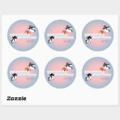 Sticker Rond Oiseaux mignons avec cadeau de Noël (Feuille)