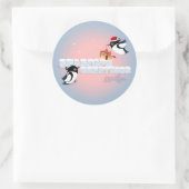 Sticker Rond Oiseaux mignons avec cadeau de Noël (Sac)