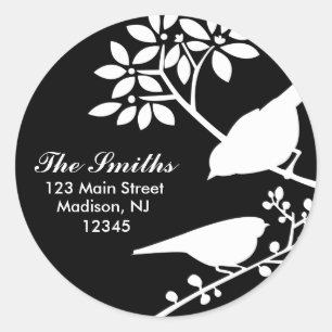 Sticker Rond Oiseaux noirs et blancs
