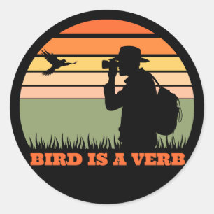 Sticker Rond Oiseaux Observation Oiseau Rétro Coucher de soleil