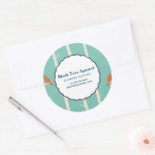 Sticker Rond Oiseaux oranges rétro sur les bouleaux (Enveloppe)