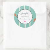 Sticker Rond Oiseaux oranges rétro sur les bouleaux Anniversair (Sac)