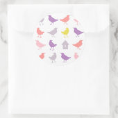 Sticker Rond Oiseaux pastel rose et violet avec Birdhouse (Sac)