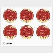 Sticker Rond Oiseaux rouges à fleurs mariage chinois (Feuille)