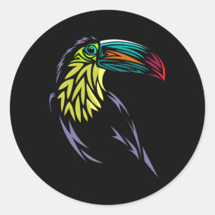 Sticker Rond Oiseaux tribaux toucans
