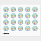 Sticker Rond Oiseaux tropicaux Ombre Merci floral (Feuille)