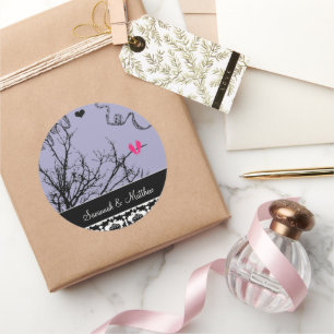 Sticker Rond Oiseaux vintages Mariage Phoque Choisir la couleur