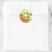 Sticker Rond Oiseaux volant Lune rouge (Sac)