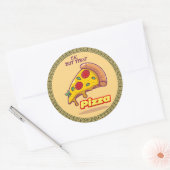 Sticker Rond "Ok, Mais First PIZZA - Fun Foody Round (Enveloppe)