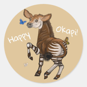 Sticker Rond Okapi heureux !