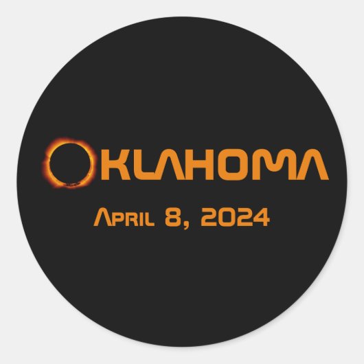 Sticker Rond Oklahoma 2024 Éclipse solaire totale (Devant)