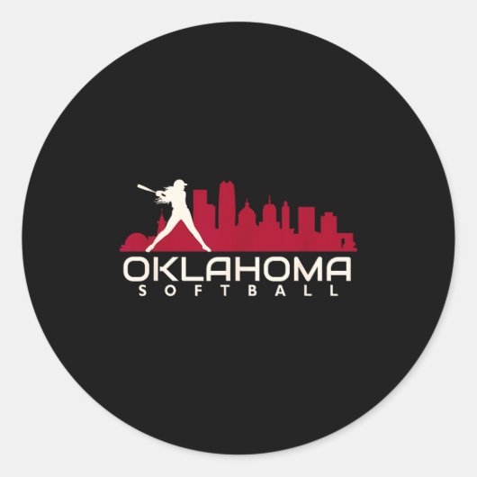 Sticker Rond Oklahoma softball ville mod (Devant)