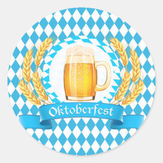 Sticker Rond Oktoberfest Frothy Beer Mug