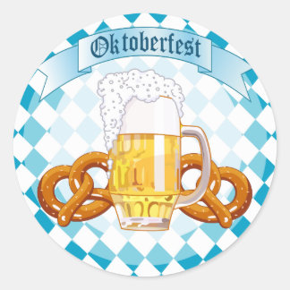 Sticker Rond Oktoberfest Pretzels & Beer