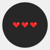 Sticker Rond Old 8 Bit Heart Arcade Retro Xel Gamer Valentine's (Devant)