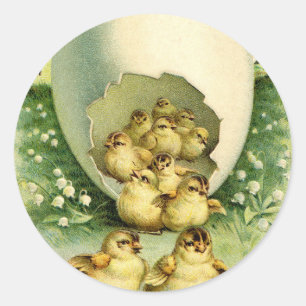 Sticker Rond Old Antique Vintage Bonne Pâques voeux