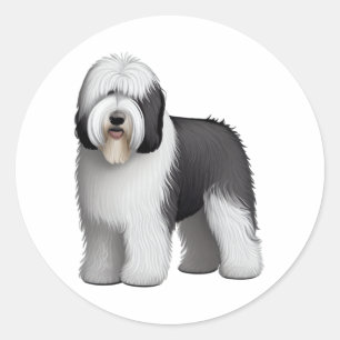 Sticker Rond Old English Sheepdog 10