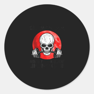 Sticker Rond Old Man Gym Respect Your Elders Lifting Club Skull
