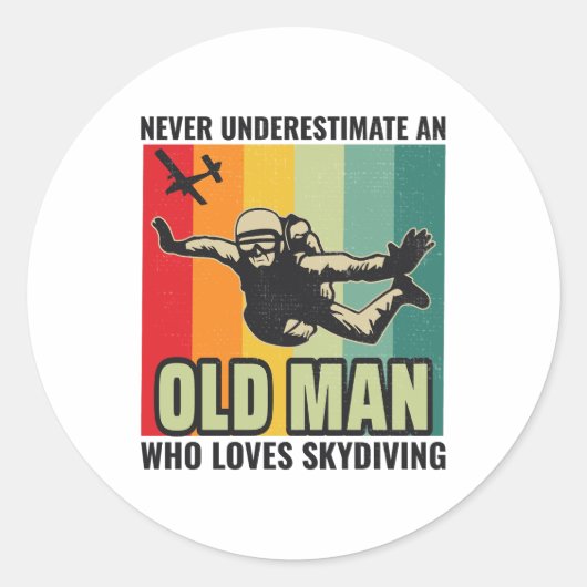 Sticker Rond Old Man Skysurf Skysurf Skydiving Skydive Parachut (Devant)