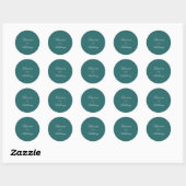 Sticker Rond Old Money Teal Classic Wedding (Feuille)