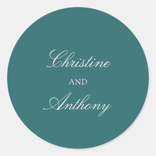 Sticker Rond Old Money Teal Classic Wedding (Devant)