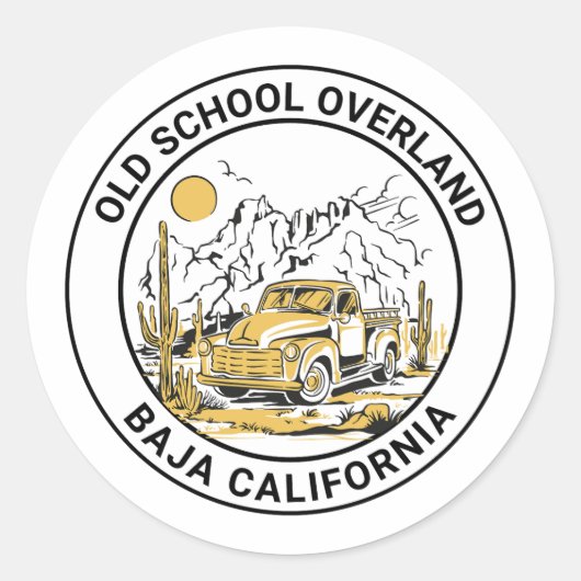 Sticker Rond Old School Baja Overland (Devant)