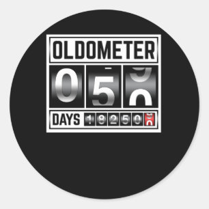 Sticker Rond OLDOMETER 50 Years Old Made