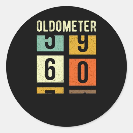 Sticker Rond Oldometer 60e anniversaire cadeau (Devant)