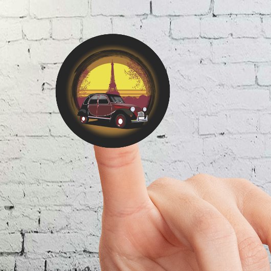 Sticker Rond Oldtimer 2cv Charleston Paris Sonnenuntergang