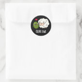 Sticker Rond Olive Ewe drôle Amour Pun Dark BG (Sac)