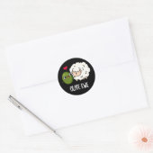 Sticker Rond Olive Ewe drôle Amour Pun Dark BG (Enveloppe)