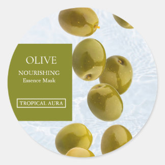 Sticker Rond Olive Facial Mask Label