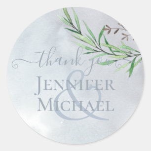 Sticker Rond Olive Feuille Mariage Dusty Blue Lemon