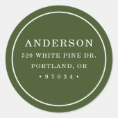 Sticker Rond Olive Green Circle moderne Adresse de retour (Devant)