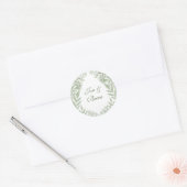 Sticker Rond Olive Green Mariage Botanique Vintage (Enveloppe)