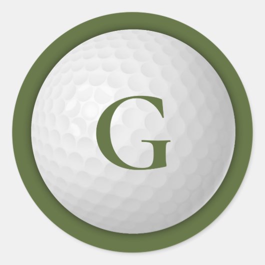 Sticker Rond Olive Green Monogram Golf Ball (Devant)